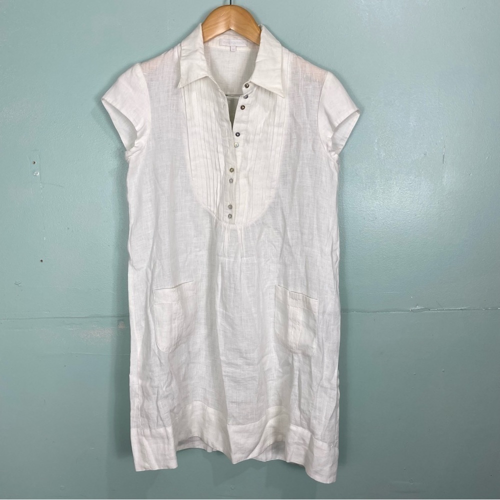 Anne Fontaine Linen Off White Mini Dress‎ Muguette Sz 40